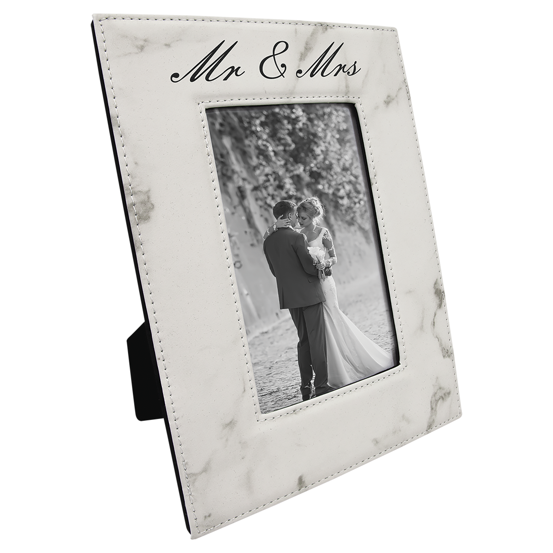 4" x 6" White Marble Leatherette Photo Frame – item LLF1446 image 2