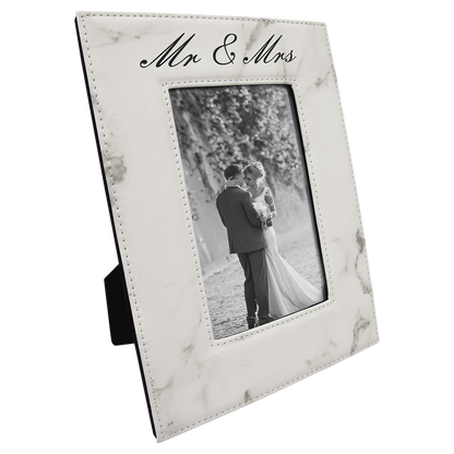 4" x 6" White Marble Leatherette Photo Frame – item LLF1446 image 2