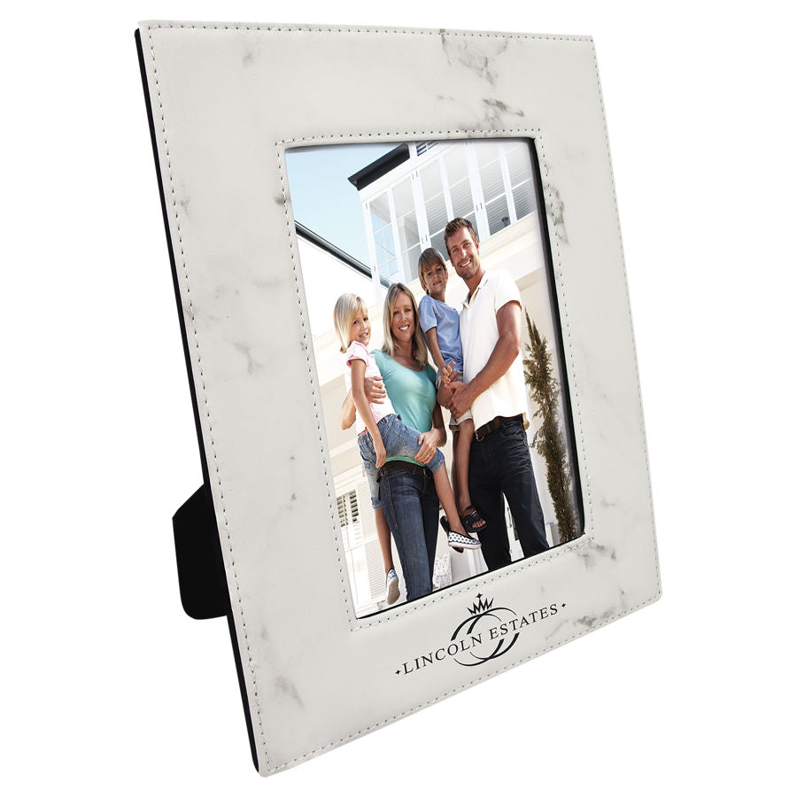5" x 7" White Marble Leatherette Photo Frame – item LLF1457