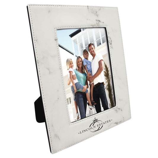 5" x 7" White Marble Leatherette Photo Frame – item LLF1457