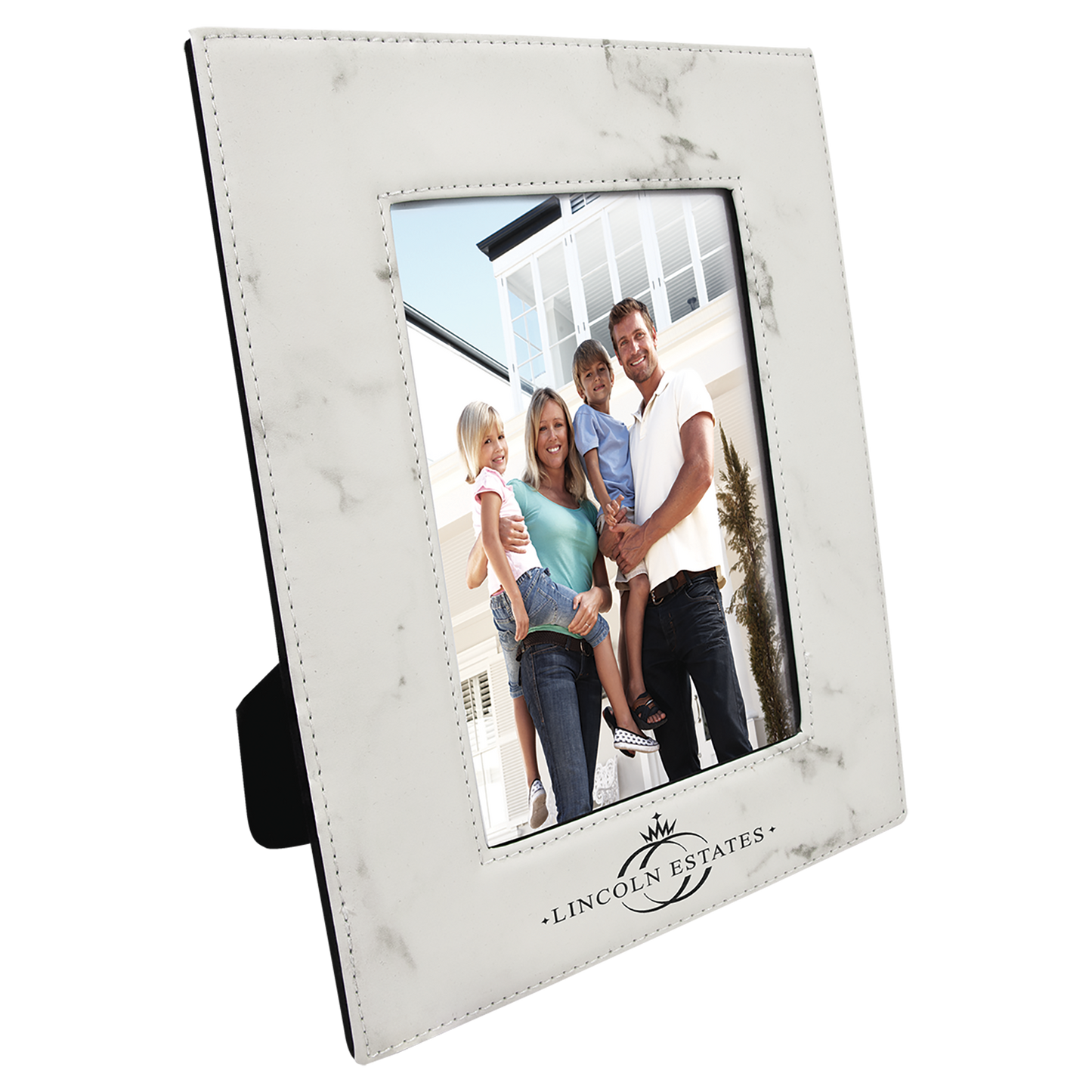 5" x 7" White Marble Leatherette Photo Frame – item LLF1457 image 2