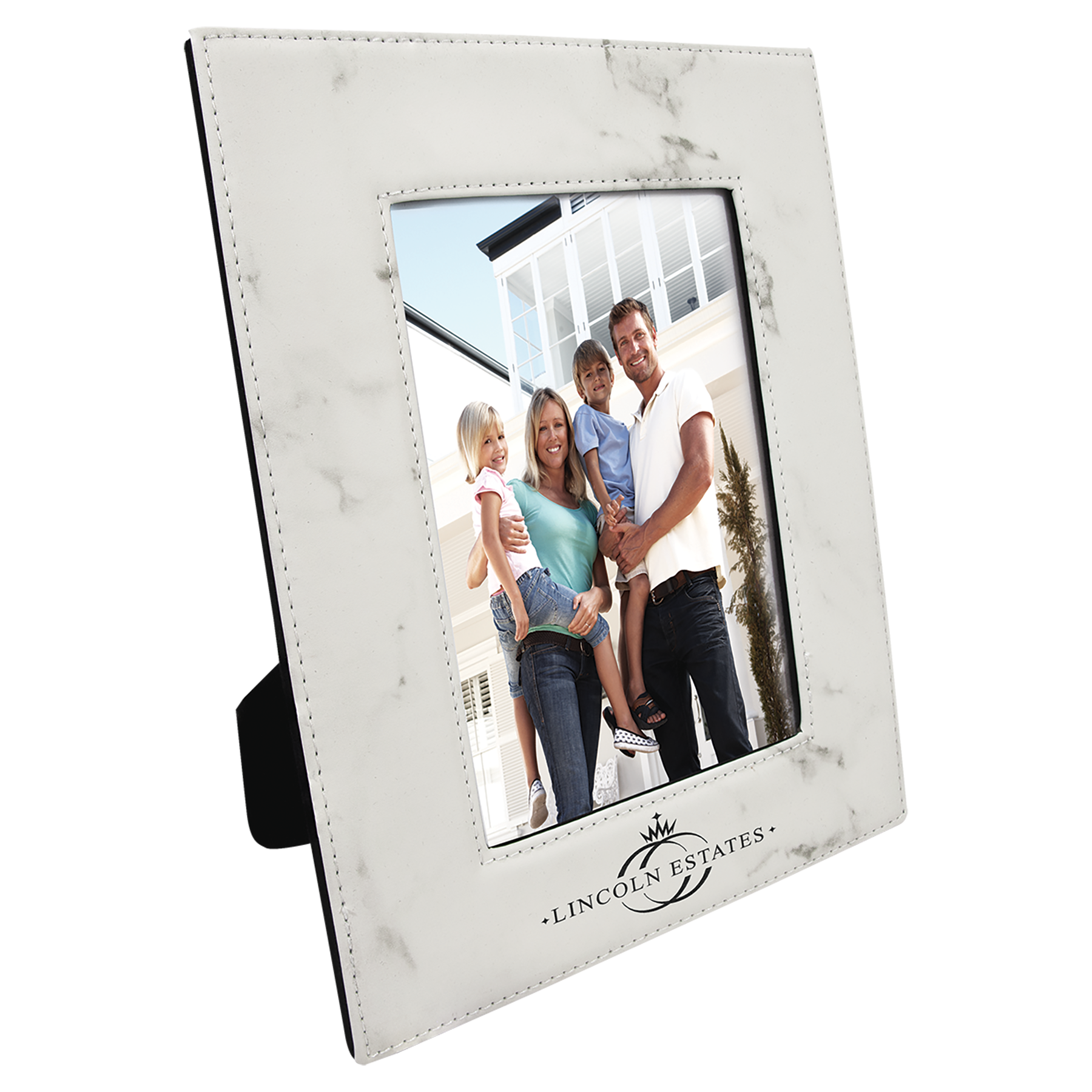 5" x 7" White Marble Leatherette Photo Frame – item LLF1457 image 2