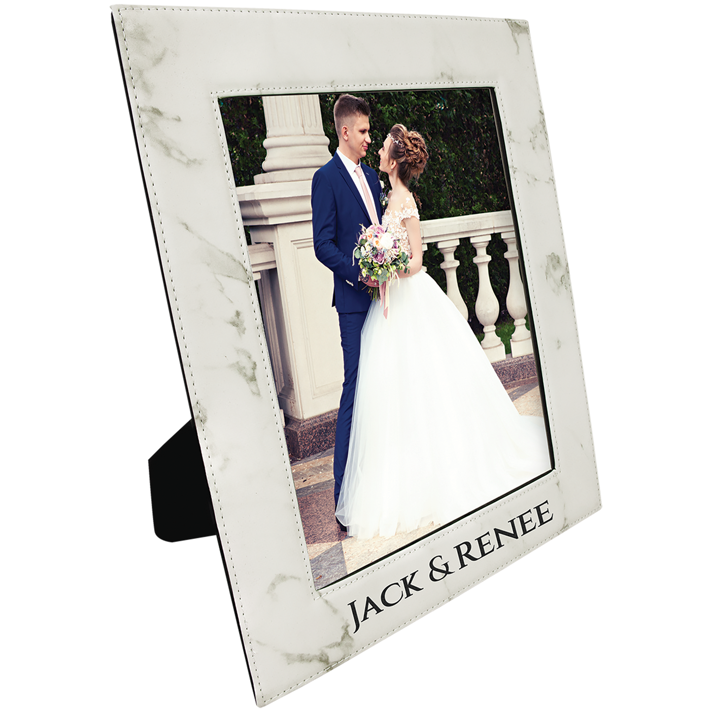 8" x 10" White Marble Leatherette Photo Frame – item LLF14810