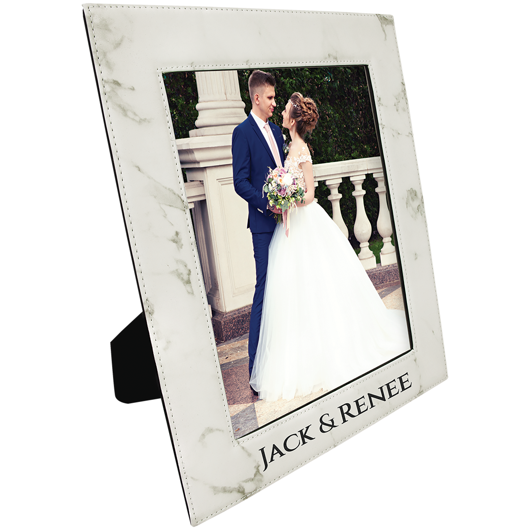 8" x 10" White Marble Leatherette Photo Frame – item LLF14810