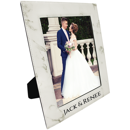 8" x 10" White Marble Leatherette Photo Frame – item LLF14810