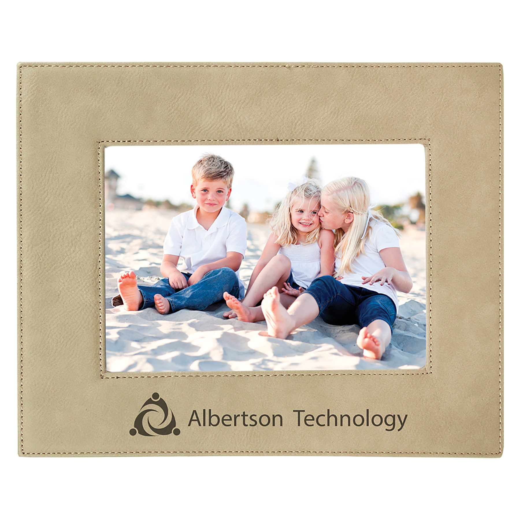 5" x 7" Light Brown Leatherette Photo Frame – item LLF157