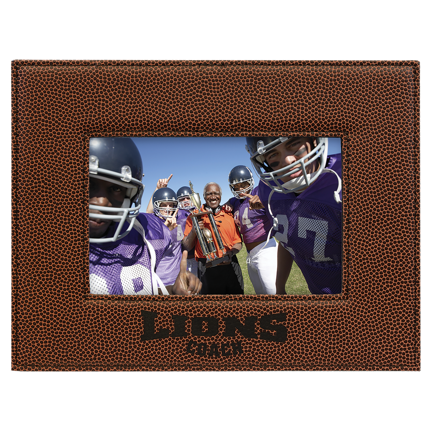 4" x 6" Football Leatherette Photo Frame – item LLF1846