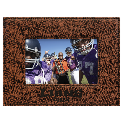 4" x 6" Football Leatherette Photo Frame – item LLF1846