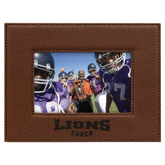 4" x 6" Football Leatherette Photo Frame – item LLF1846