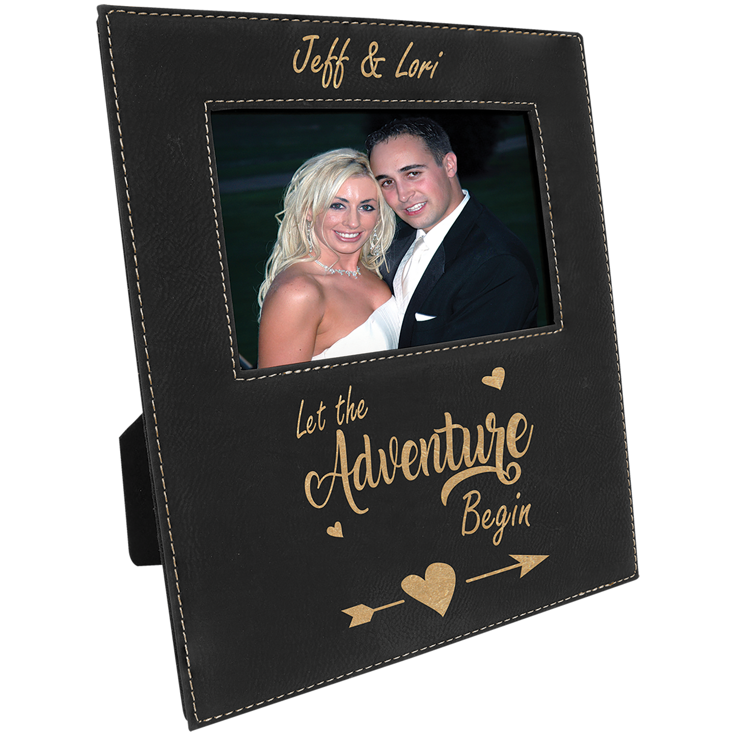 4" x 6" Black/Gold Leatherette Photo Frame – item LLF30346 image 3