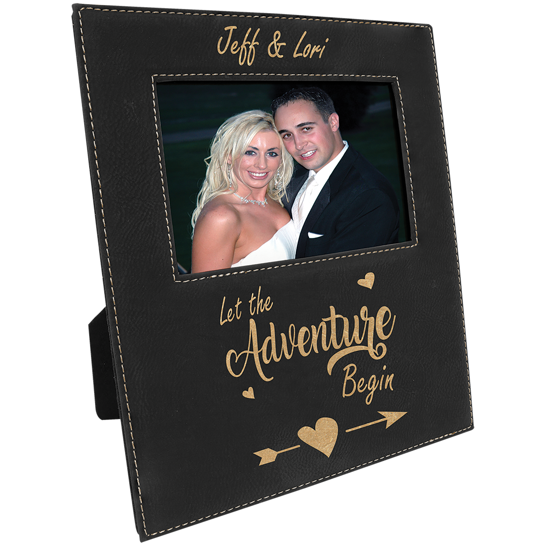 4" x 6" Black/Gold Leatherette Photo Frame – item LLF30346 image 3