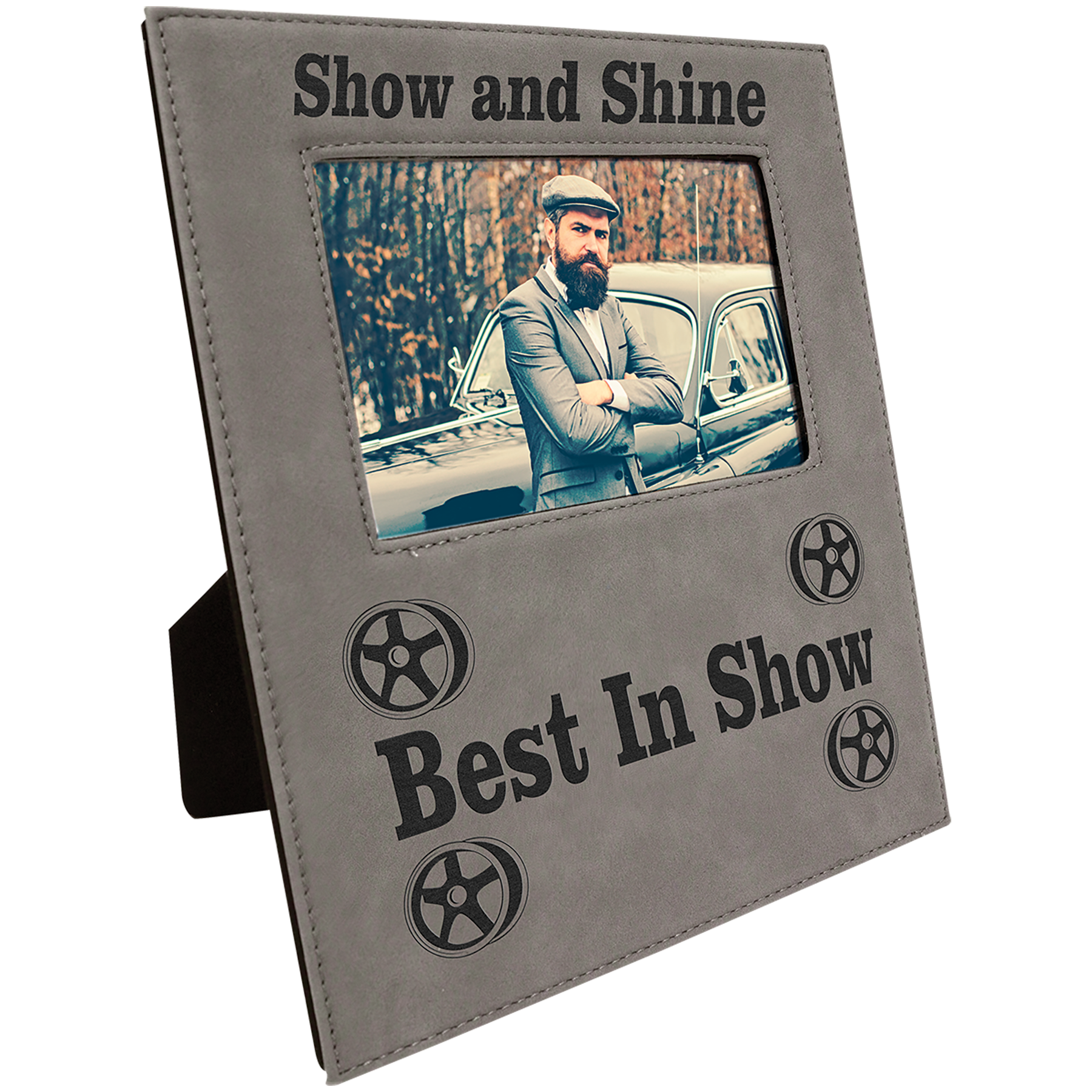 4" x 6" Gray Leatherette Photo Frame – item LLF30546 image 3