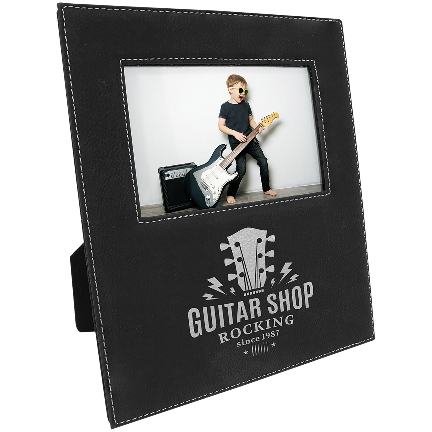 4" x 6" Black/Silver Leatherette Photo Frame – item LLF30946 image 2