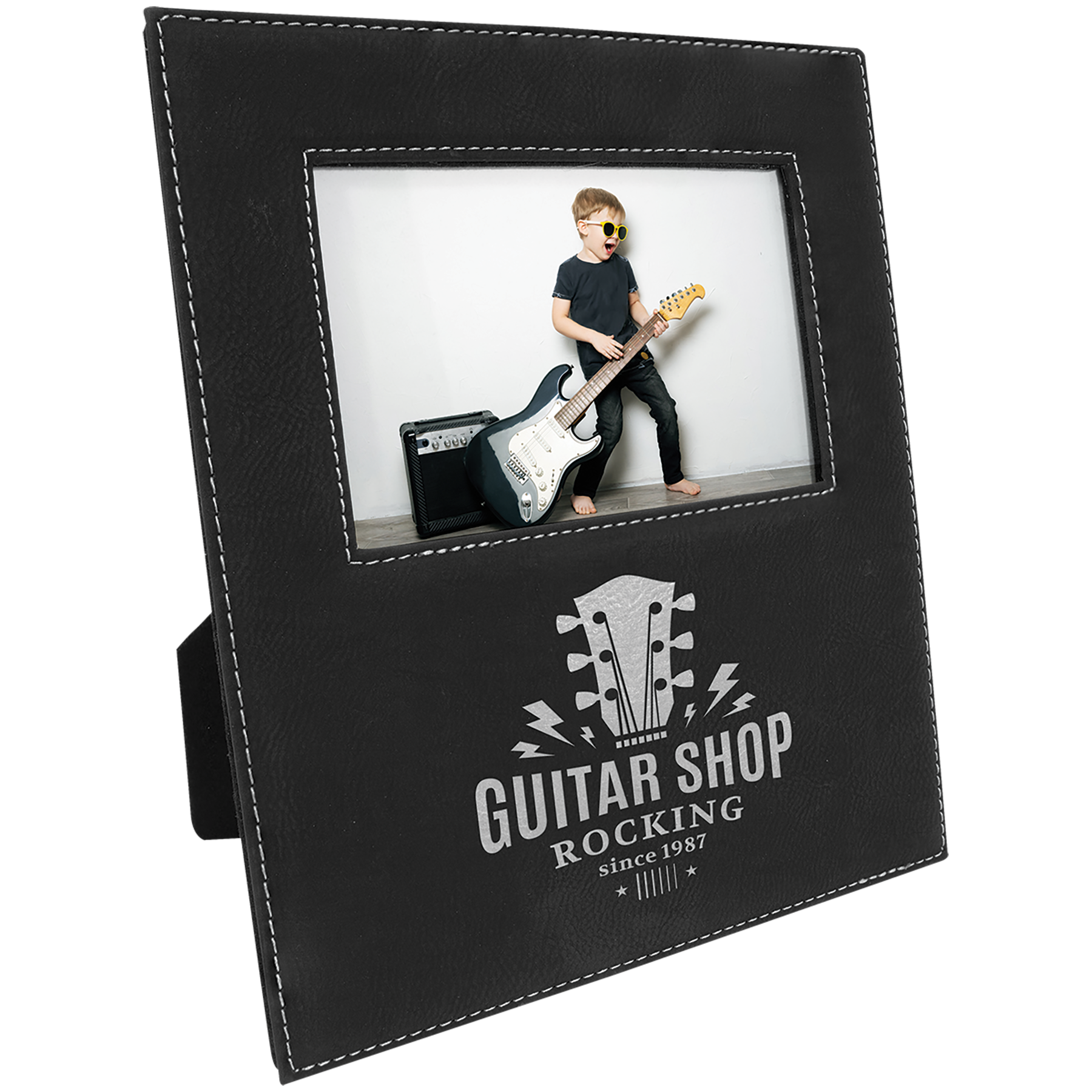 4" x 6" Black/Silver Leatherette Photo Frame – item LLF30946 image 2