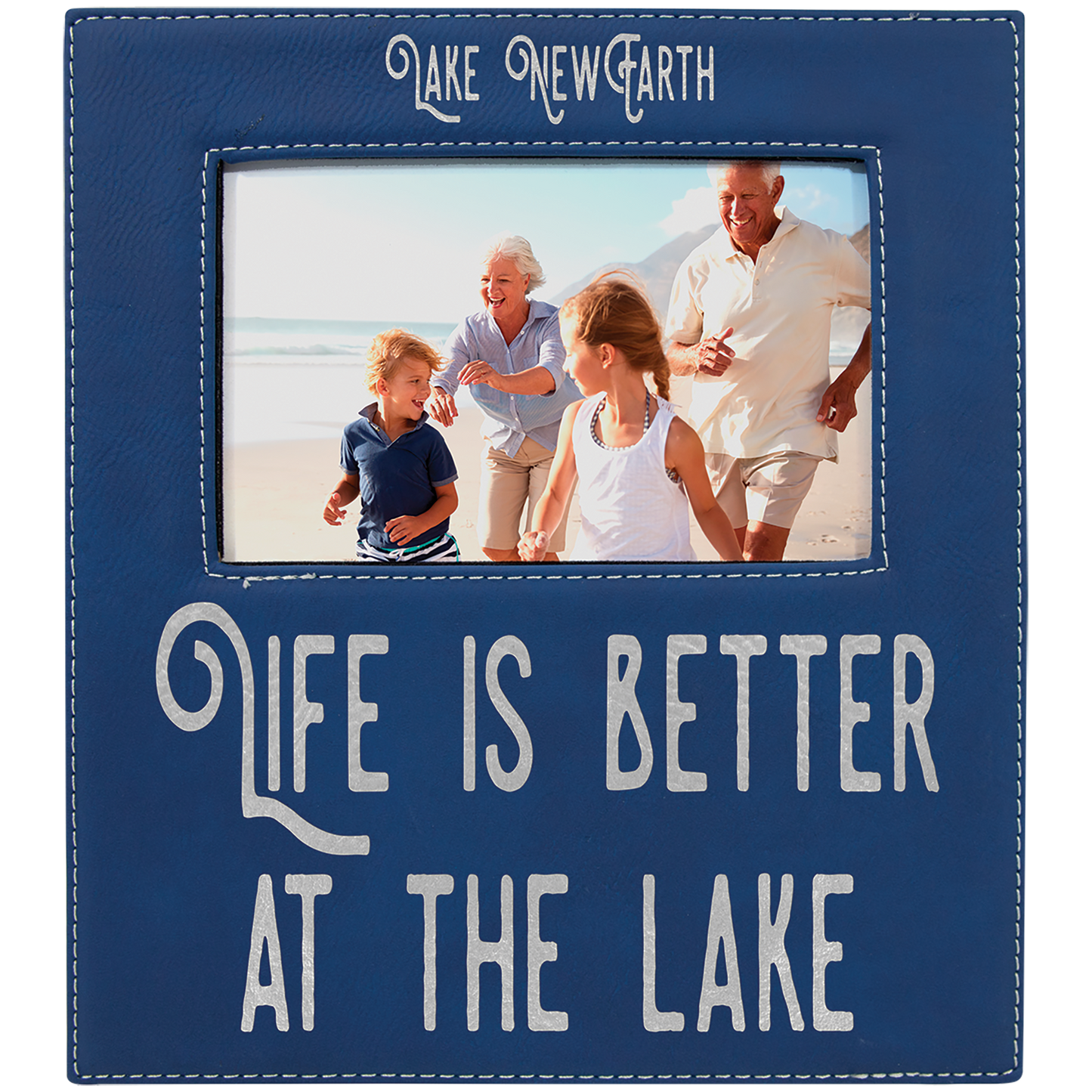 4" x 6" Blue/Silver Leatherette Photo Frame – item LLF31246