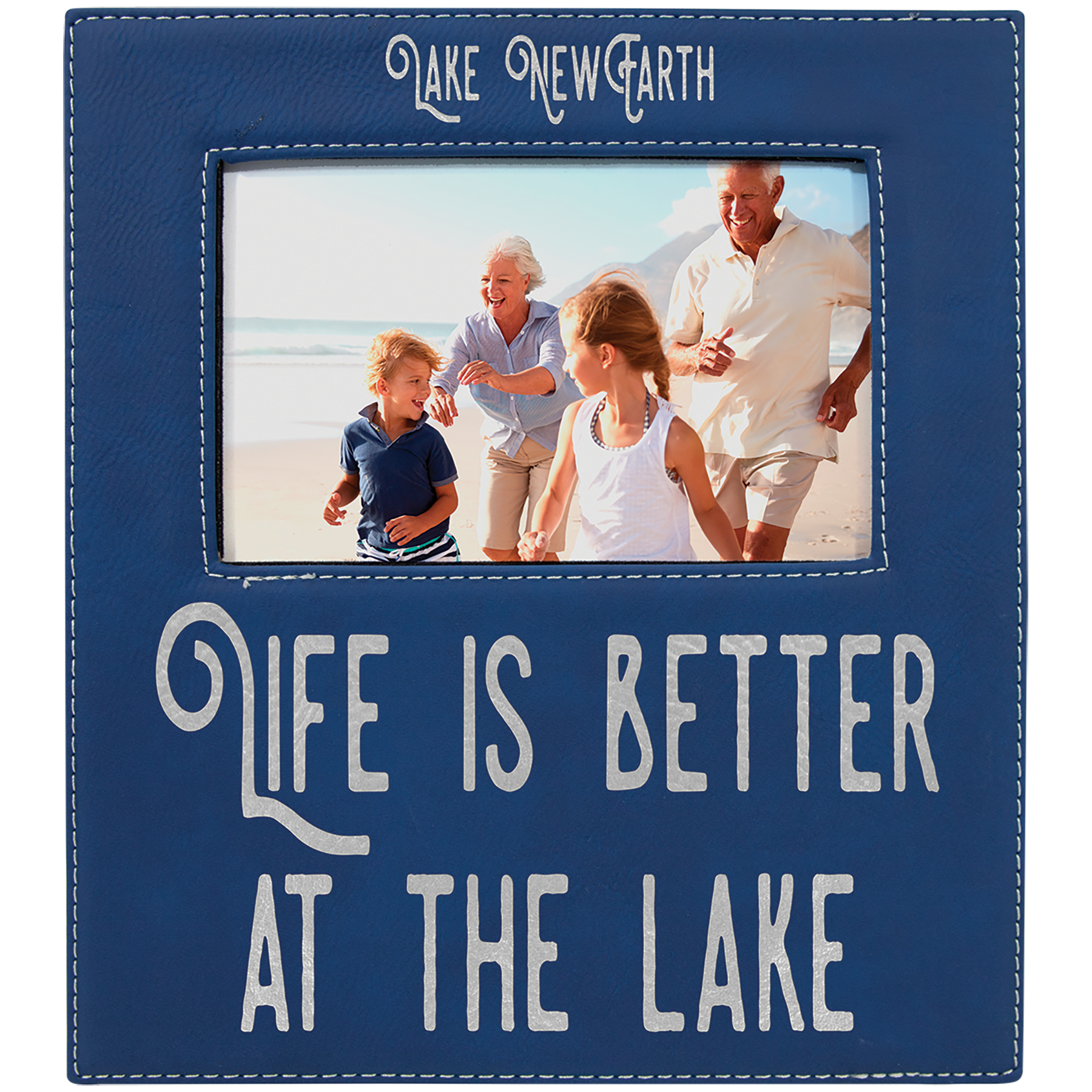 4" x 6" Blue/Silver Leatherette Photo Frame – item LLF31246
