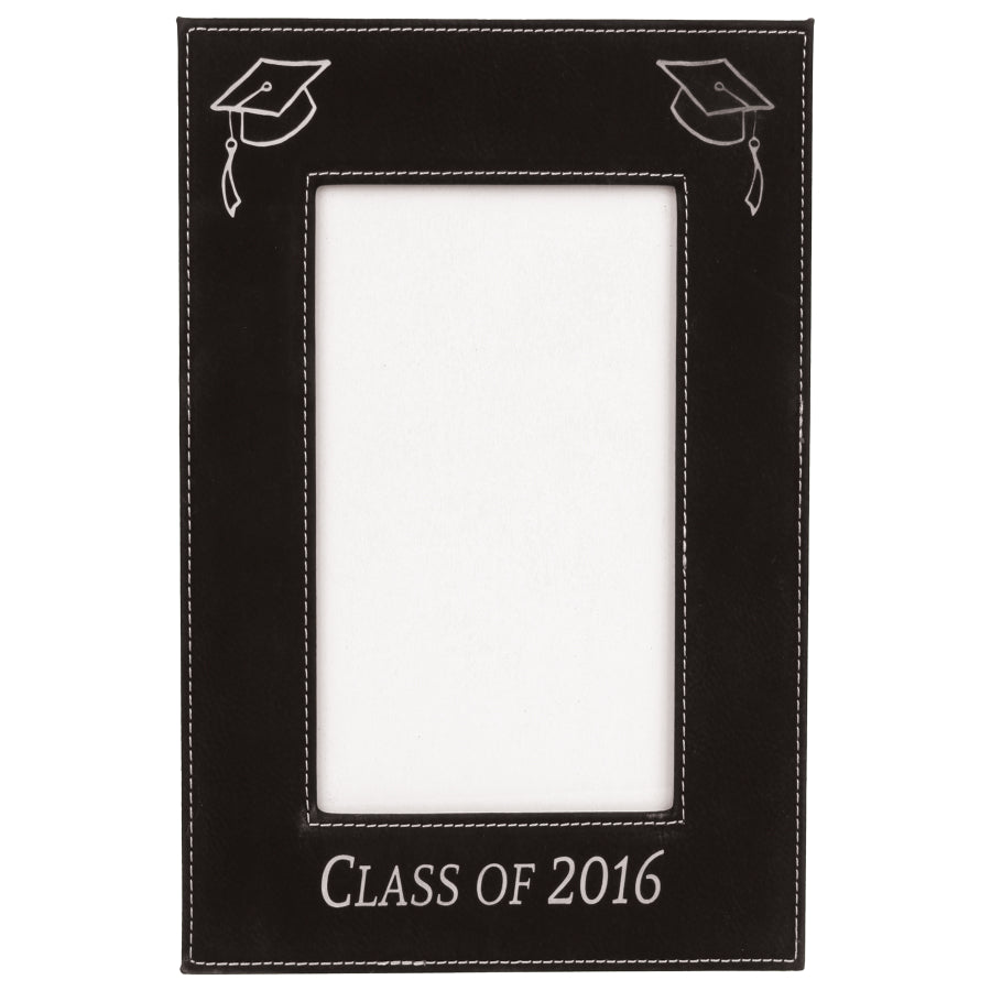4" x 6" Black/Silver Leatherette Photo Frame – item LLF946