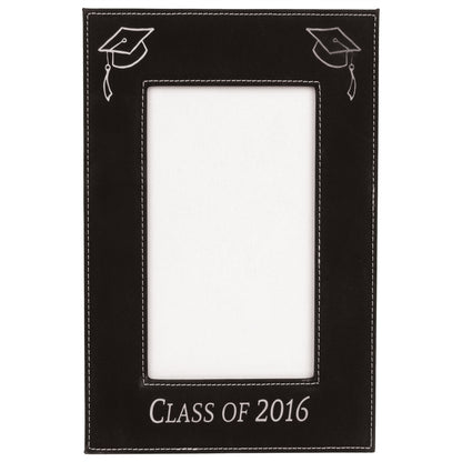 4" x 6" Black/Silver Leatherette Photo Frame – item LLF946