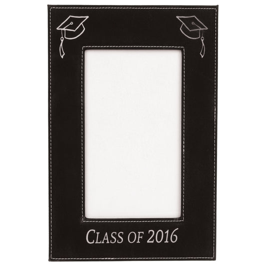 4" x 6" Black/Silver Leatherette Photo Frame – item LLF946
