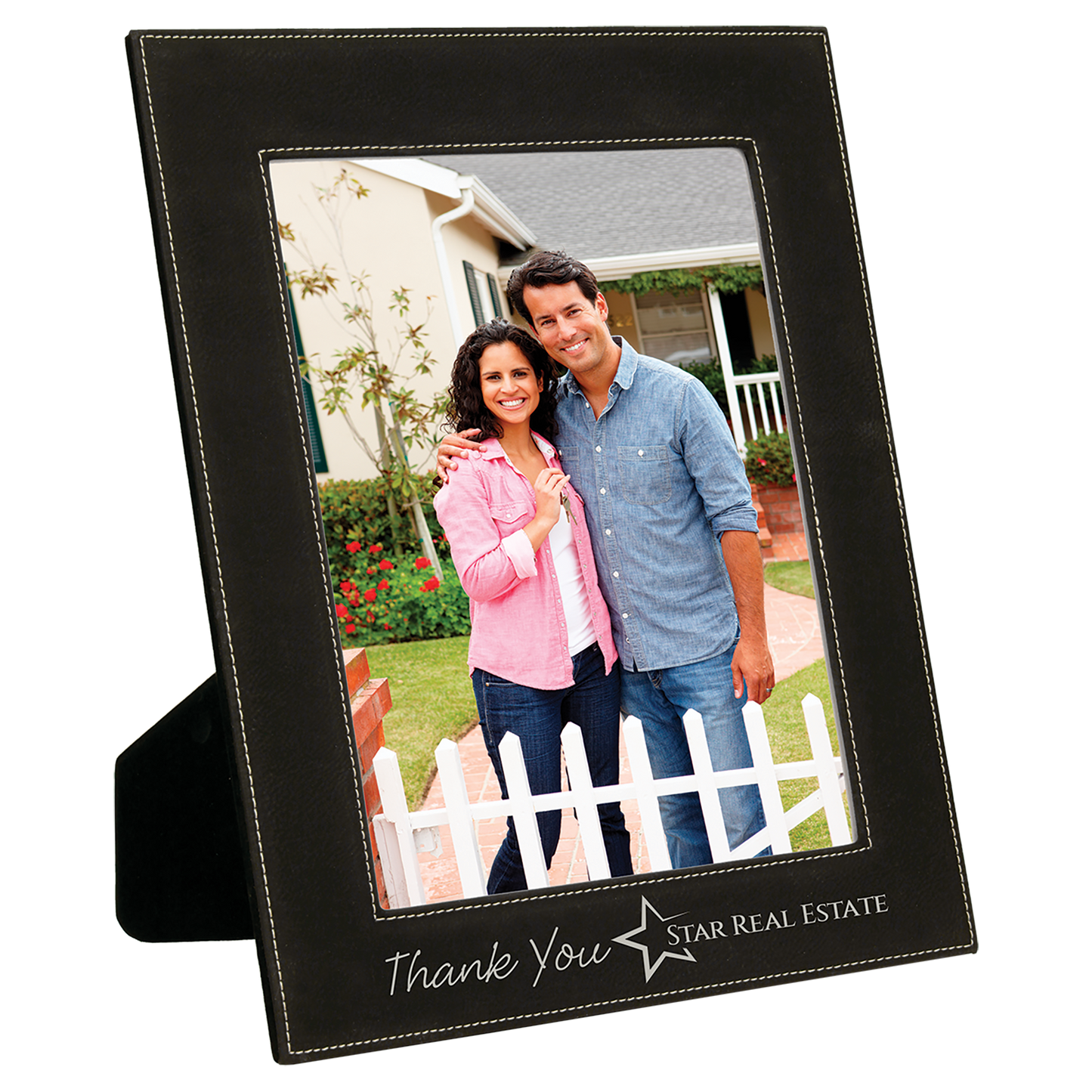 8" x 10" Black/Silver Leatherette Photo Frame – item LLF9810