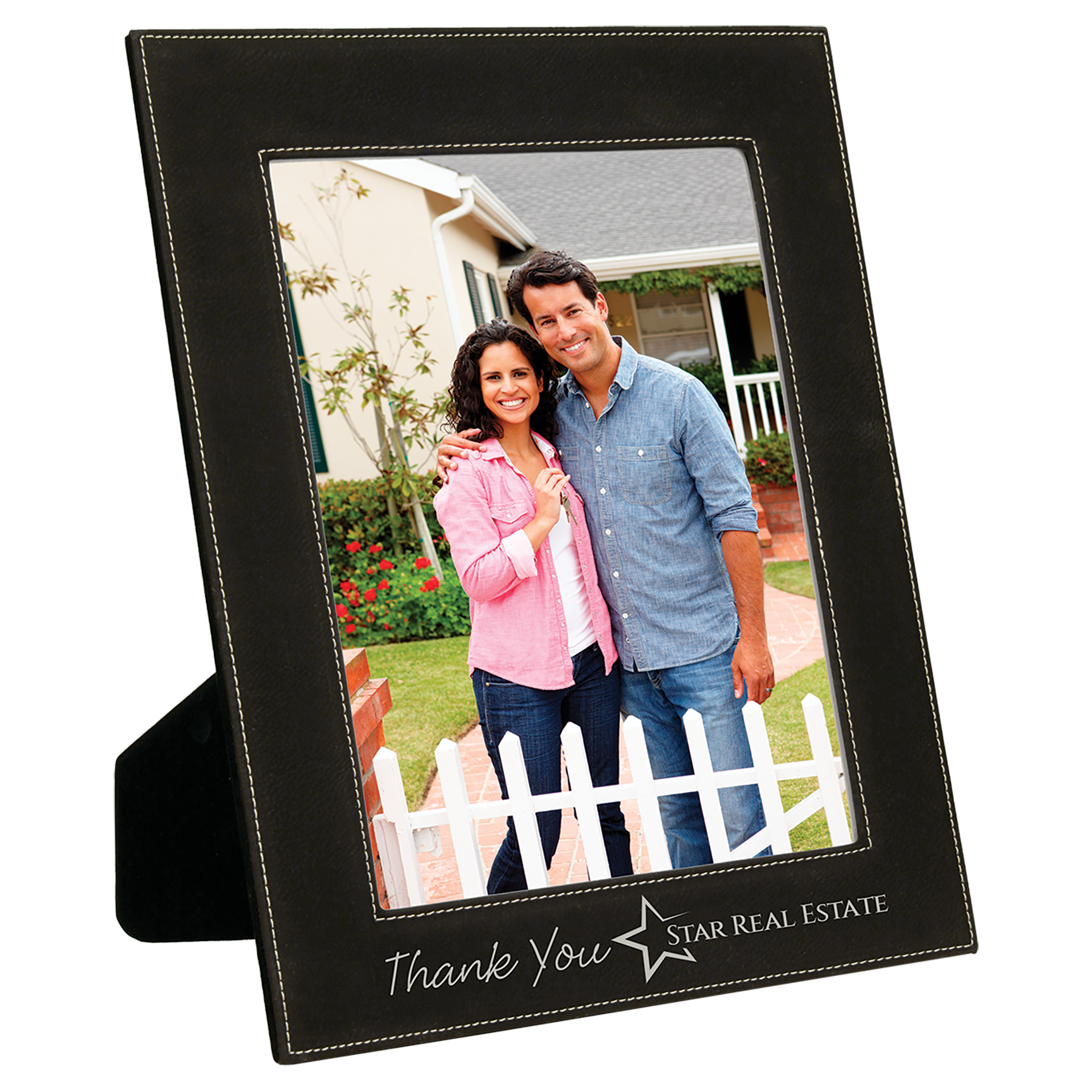 8" x 10" Black/Silver Leatherette Photo Frame – item LLF9810