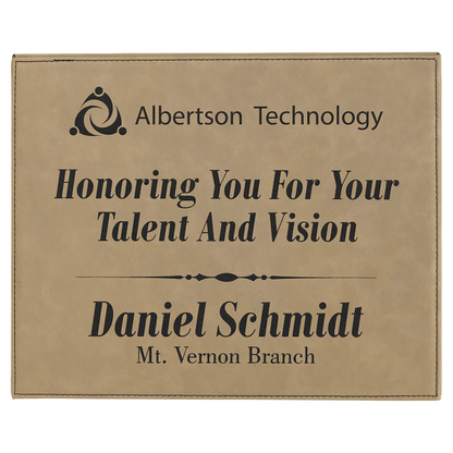 10.5" x 13" Light Brown Leatherette Award Plaque – item LLP11013 image 4
