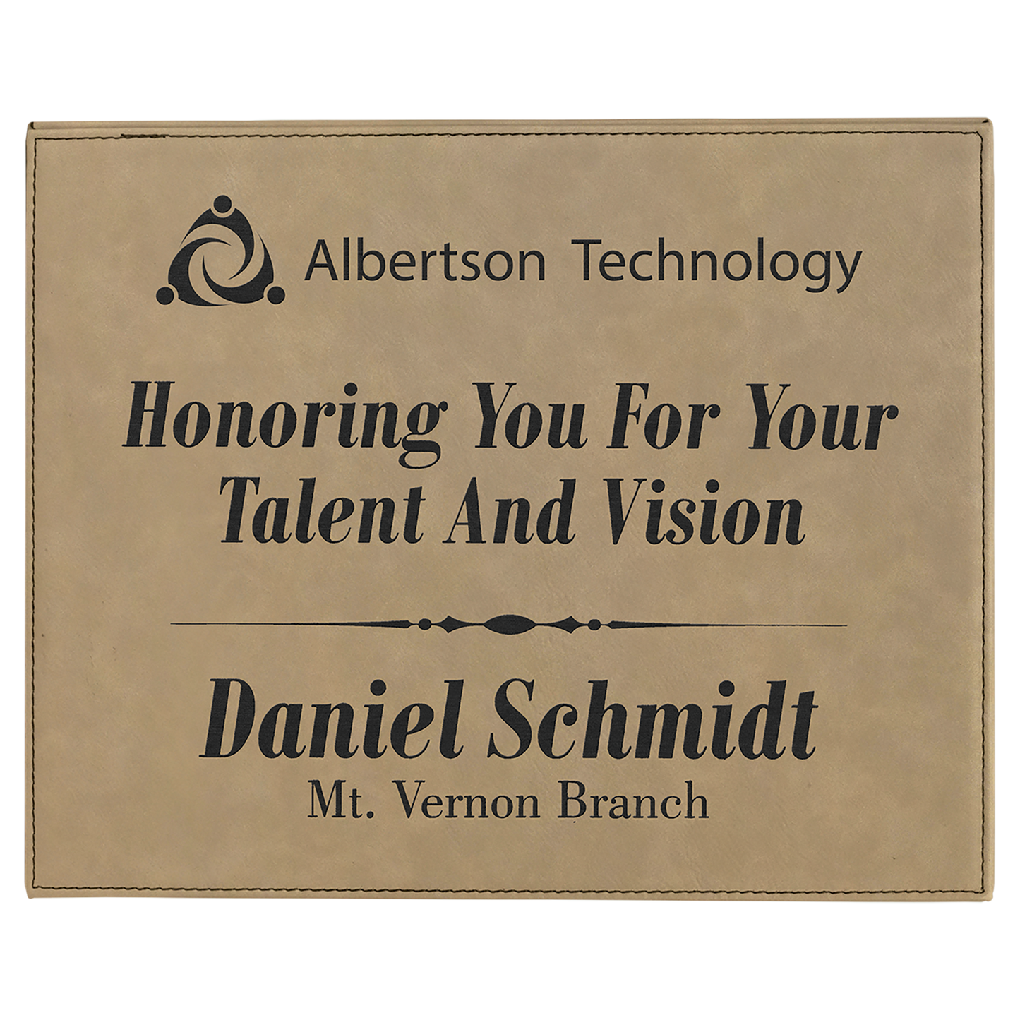 10.5" x 13" Light Brown Leatherette Award Plaque – item LLP11013
