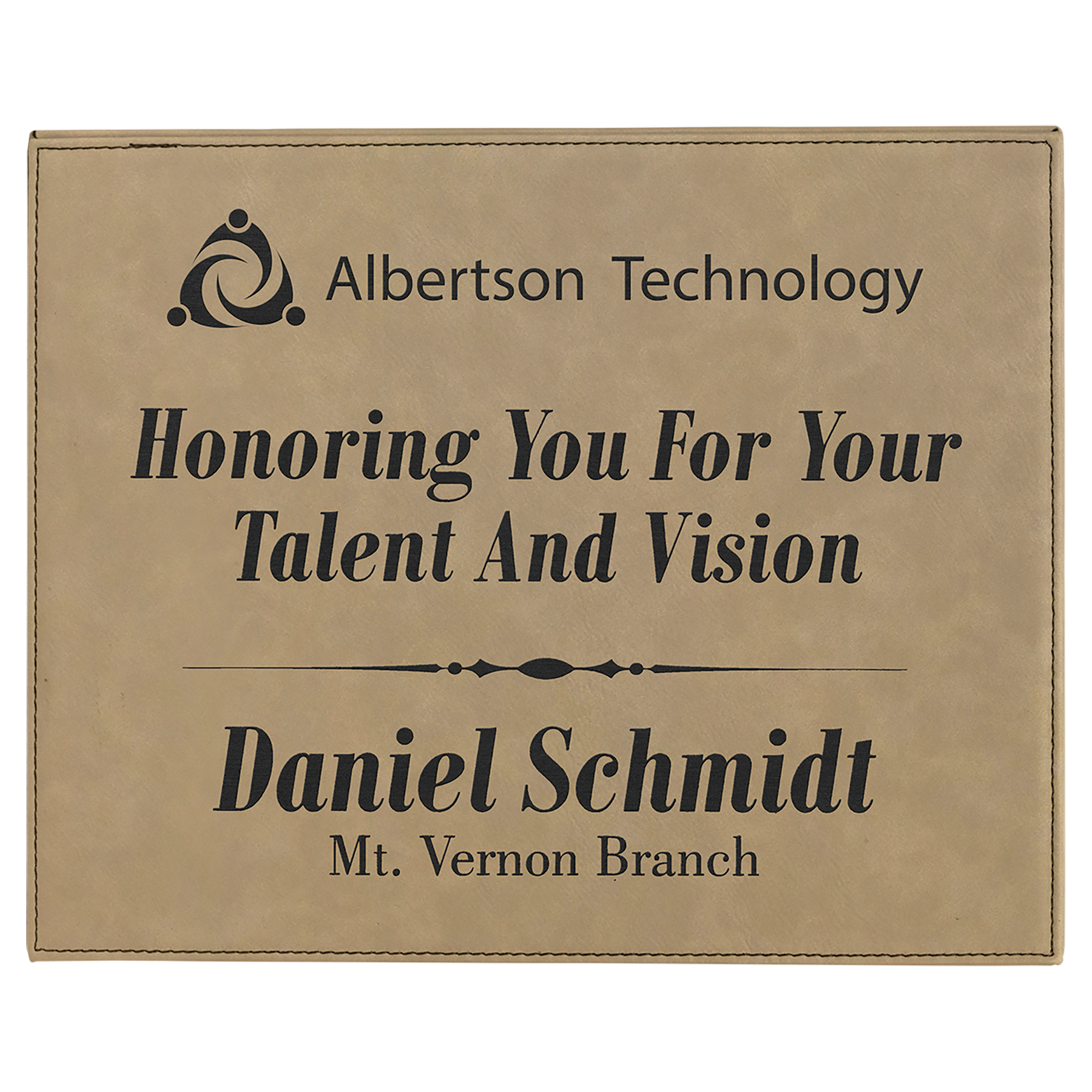 10.5" x 13" Light Brown Leatherette Award Plaque – item LLP11013