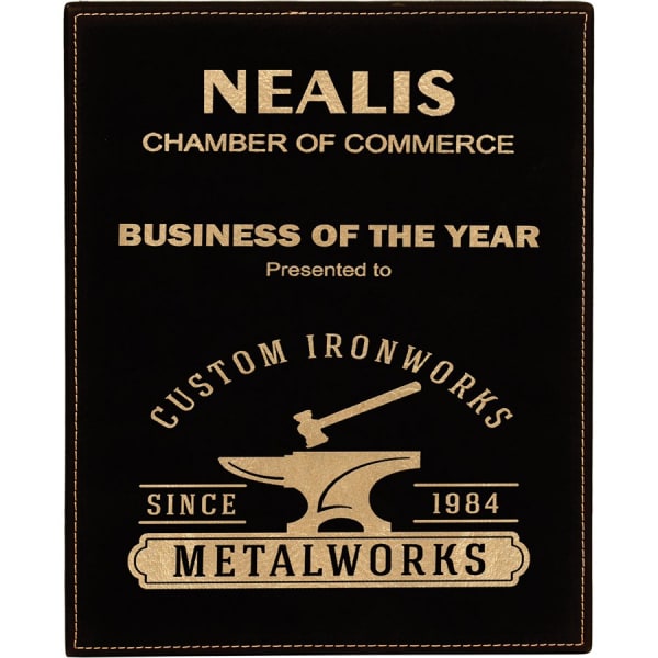 10.5" x 13" Black/Gold Leatherette Award Plaque – item LLP31013A image 2