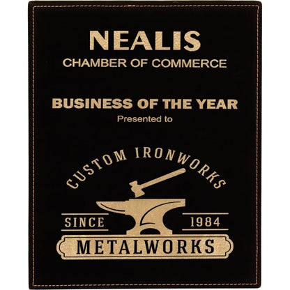 10.5" x 13" Black/Gold Leatherette Award Plaque – item LLP31013A image 2