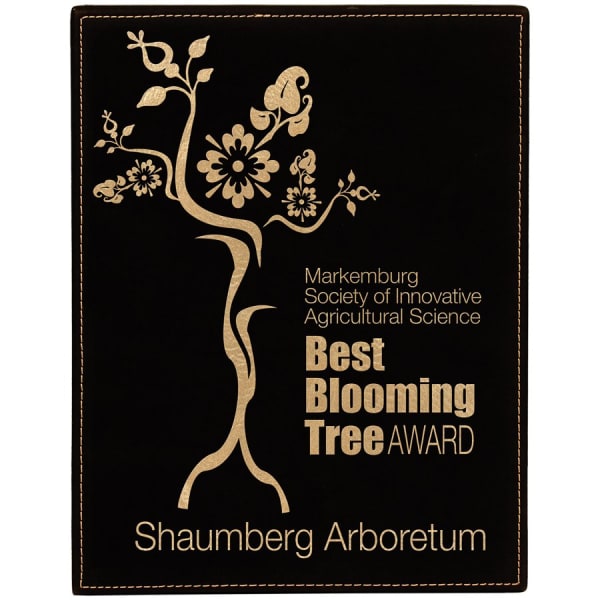 7" x 9" Black/Gold Leatherette Award Plaque – item LLP379A image 2