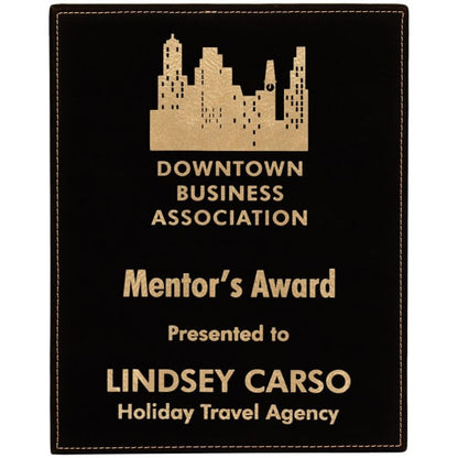 8" x 10" Black/Gold Leatherette Award Plaque – item LLP3810A image 2
