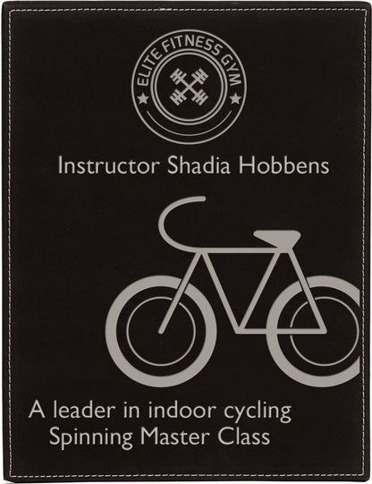 10.5" x 13" Black/Silver Leatherette Award Plaque – item LLP61013 image 2