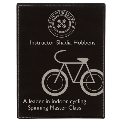 10.5" x 13" Black/Silver Leatherette Award Plaque – item LLP61013