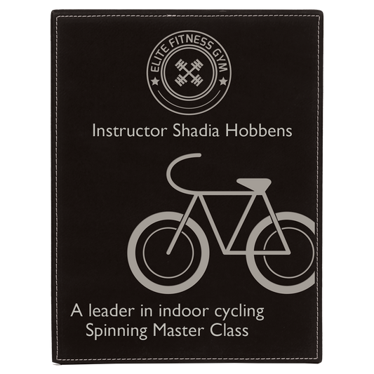 10.5" x 13" Black/Silver Leatherette Award Plaque – item LLP61013