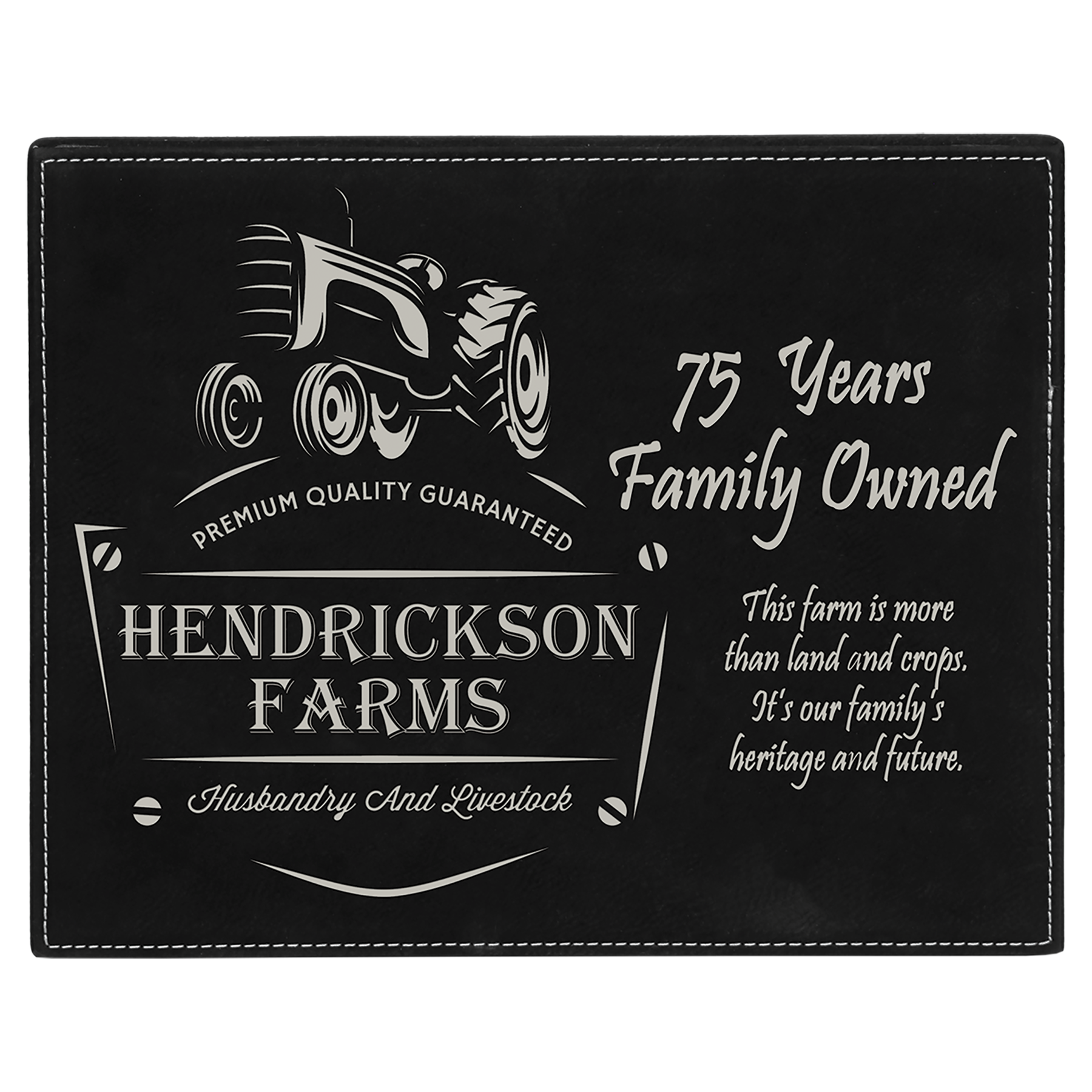 7" x 9" Black/Silver Leatherette Award Plaque – item LLP679