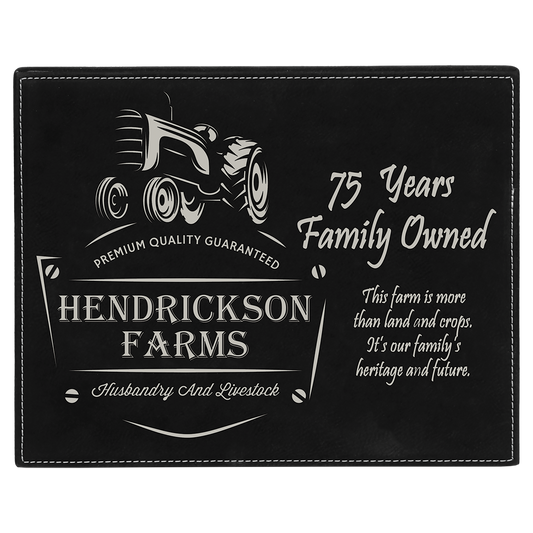 7" x 9" Black/Silver Leatherette Award Plaque – item LLP679