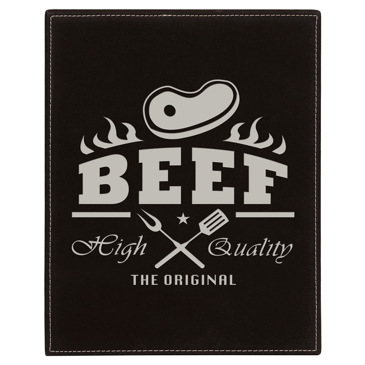 8" x 10" Black/Silver Leatherette Award Plaque – item LLP6810