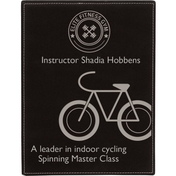 9" x 12" Black/Silver Leatherette Award Plaque – item LLP6912 image 4