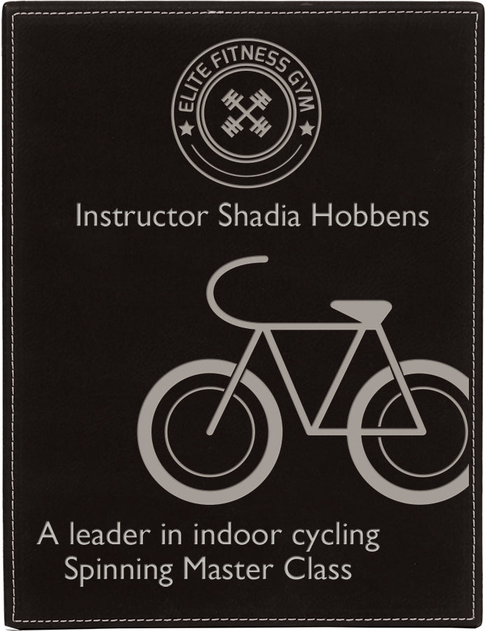 9" x 12" Black/Silver Leatherette Award Plaque – item LLP6912 image 2