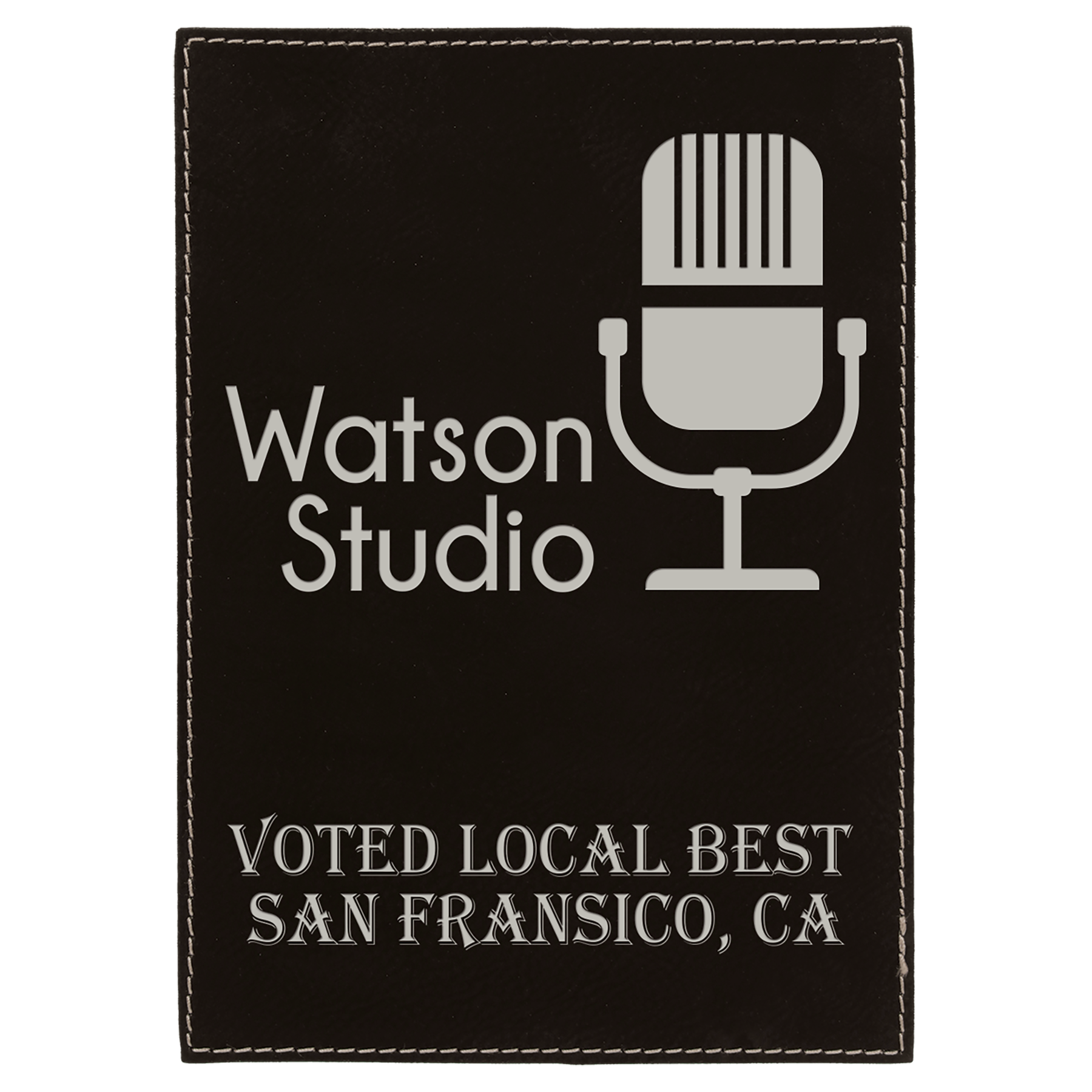 9" x 12" Black/Silver Leatherette Award Plaque – item LLP6912
