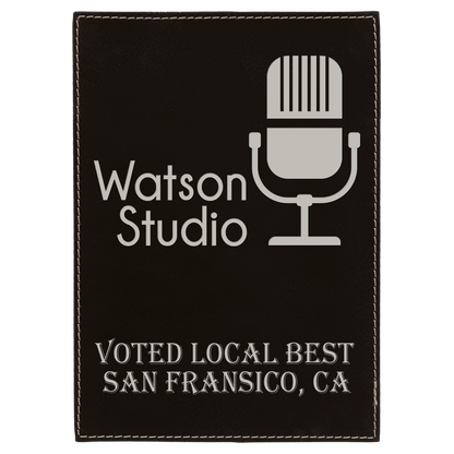 9" x 12" Black/Silver Leatherette Award Plaque – item LLP6912