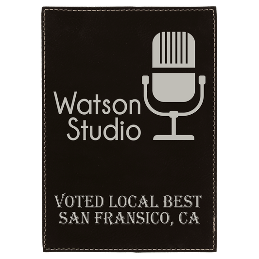 9" x 12" Black/Silver Leatherette Award Plaque – item LLP6912