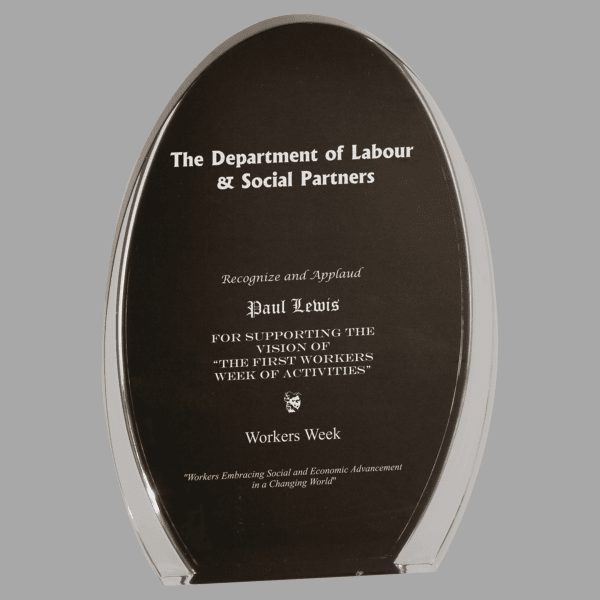 8" Oval Acrylic Award – item LOV8BKC image 2