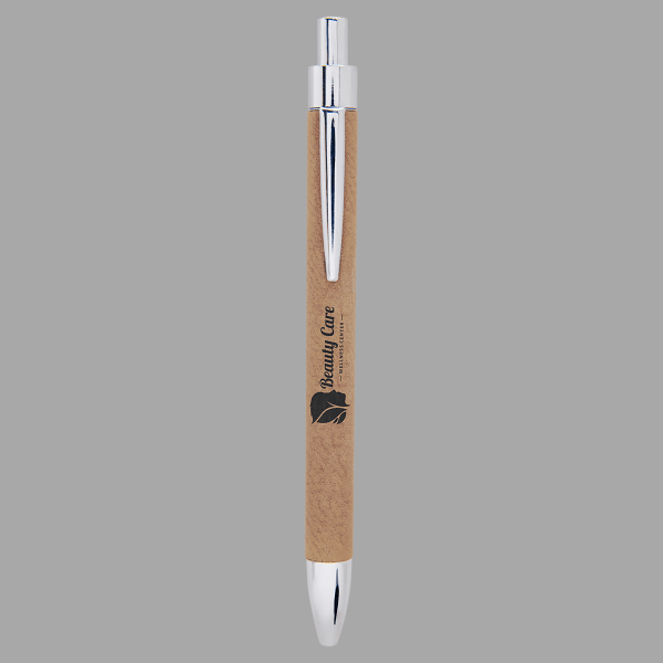 Light Brown Laserable Leatherette Pen – item LP451 image 2