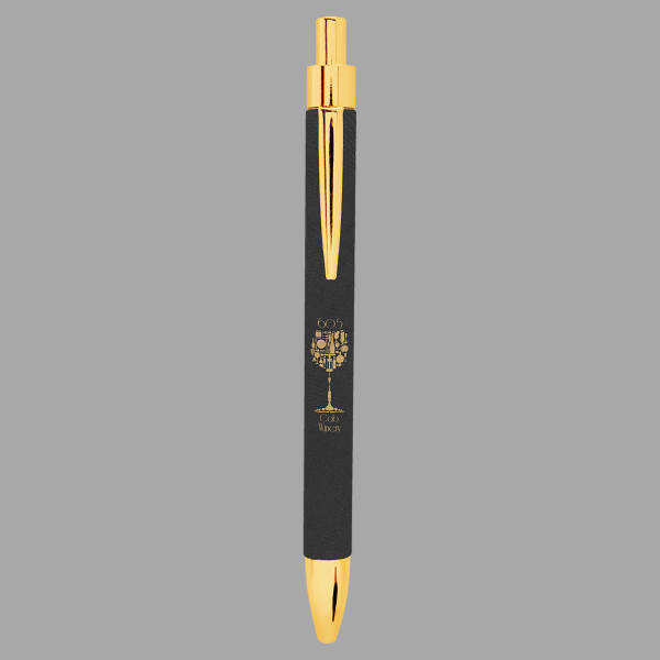 Black/Gold Laserable Leatherette Pen – item LP453 image 2