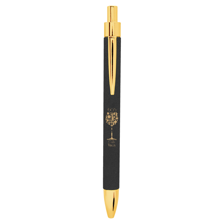 Black/Gold Laserable Leatherette Pen – item LP453