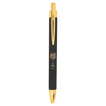 Black/Gold Laserable Leatherette Pen – item LP453