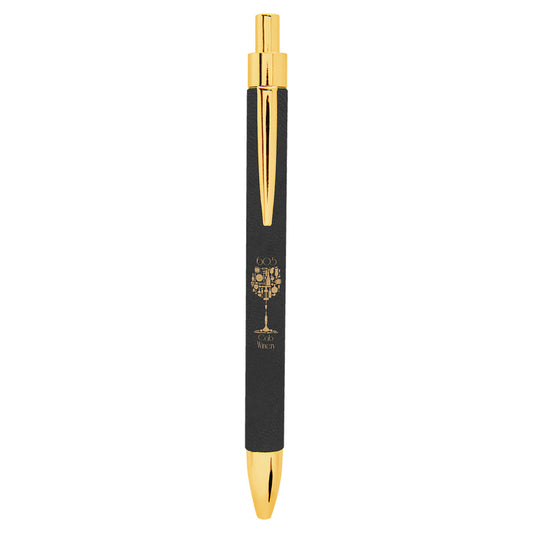 Black/Gold Laserable Leatherette Pen – item LP453