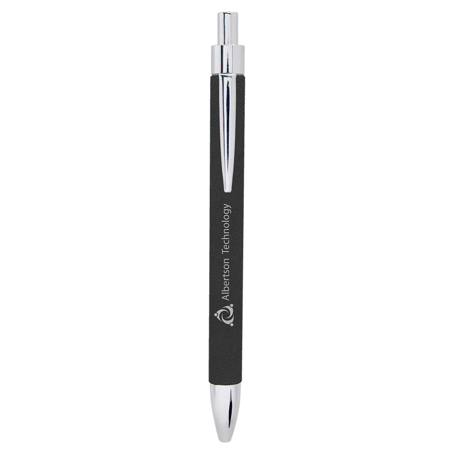 Black/Silver Laserable Leatherette Pen – item LP459